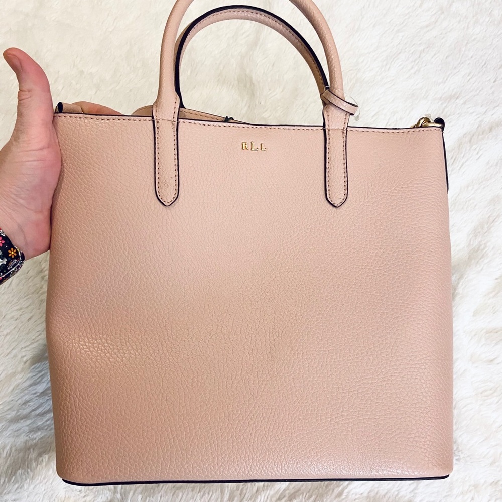 NWT Ralph Lauren Mellow Pink Satchel Handbag Tote - Picture 6 of 14